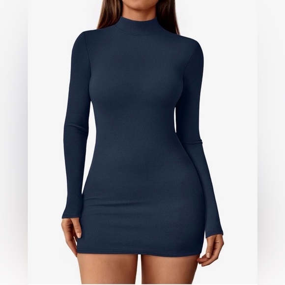 LILLUSORY Dresses & Skirts - LILLUSORY Mock Neck Ribbed Knit Long Sleeve Party Bodycon Mini Dress